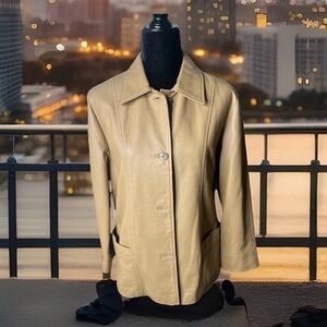 Golden Bear VTG Womens‎ Leather Jacket Camel Sz Medium